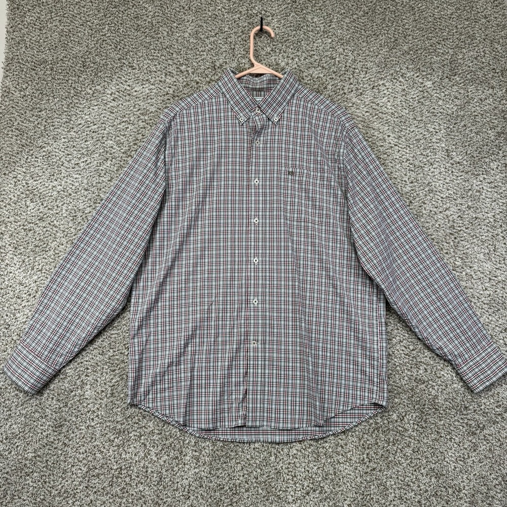 Southern Tide Shirt Men's Size Large Green Red Plaid Performance Button Up Nylon